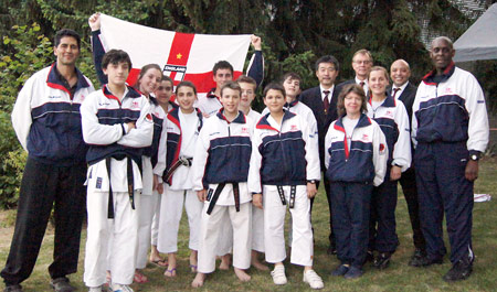 The England Junior Squad at the JKA European Championships in Beek, Netherlands