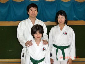 Sensei Naka with Sensei Shahinaz Pelter and her son, Patrick. Pictured in May 2010.