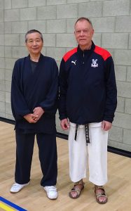 Sensei Sawada 7th Dan(JKA) with Sensei Martin at the May 2019 K2 Crawley International Course